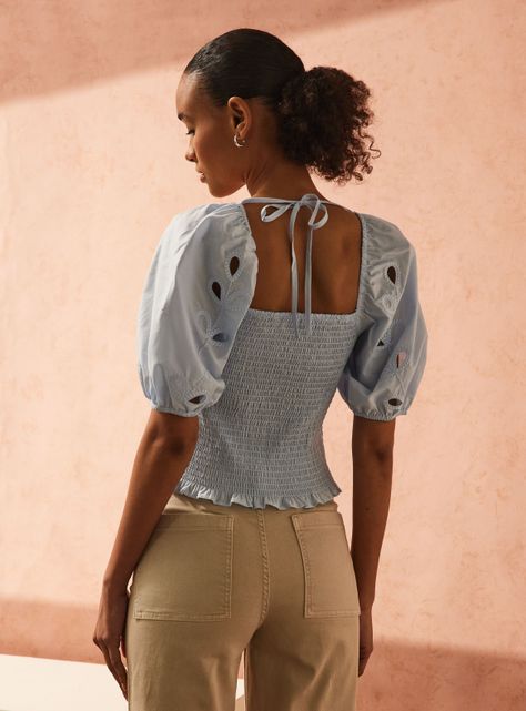 Blusa Escote Corazón y Manga Abullonada-1