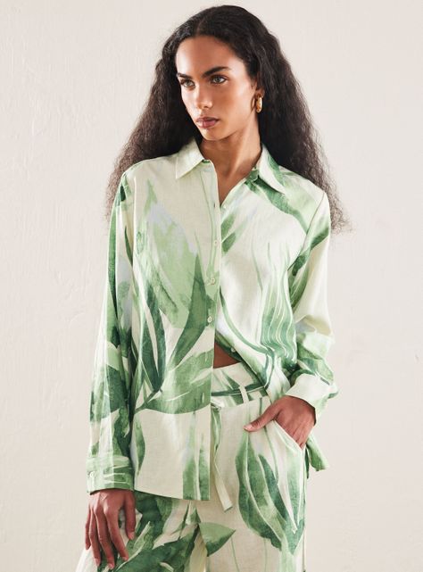 Blusa Estampada con Lino-0