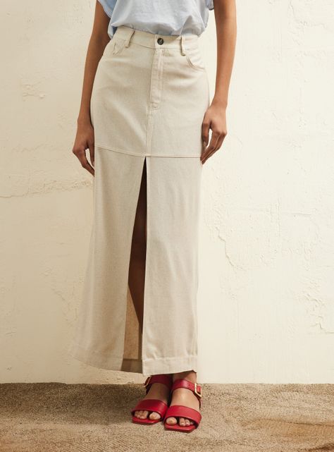 Falda Midi con Lino-0