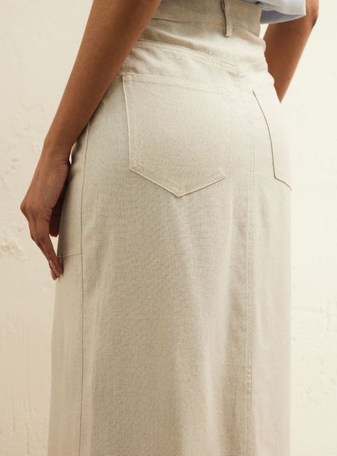Falda Midi con Lino-2