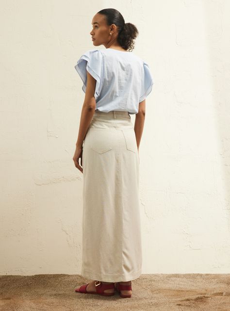 Falda Midi con Lino-5