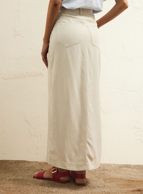 Falda Midi con Lino-1