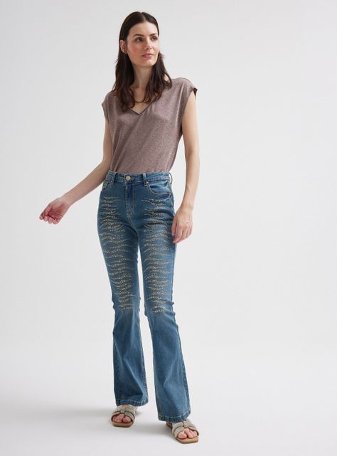 Jeans  Flare Detalle Tachas-4