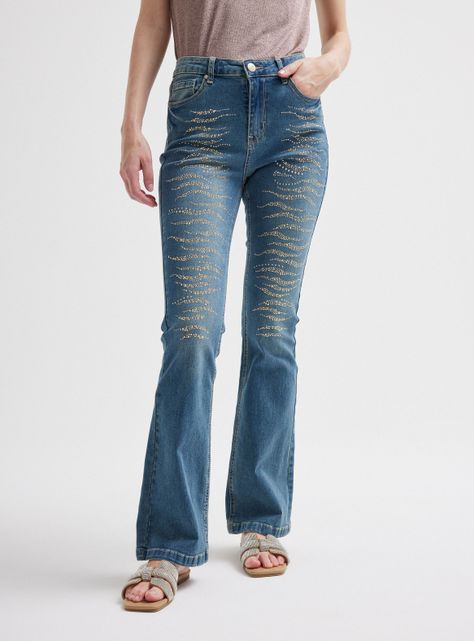 Jeans  Flare Detalle Tachas-0
