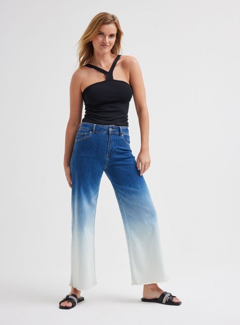 Jeans Slim de Pierna Ancha Color en Degradé-4