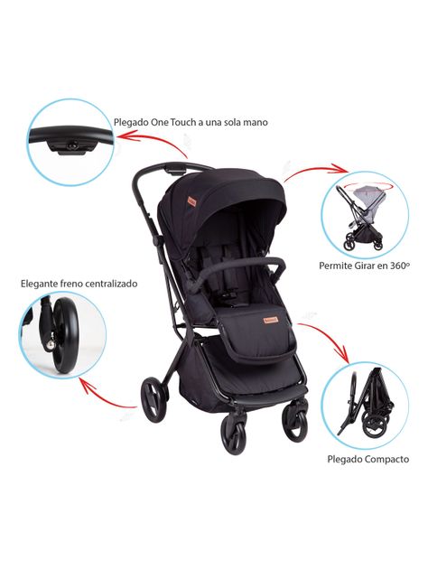 Coche Bebesit Travel System Swift 360 Negro-3