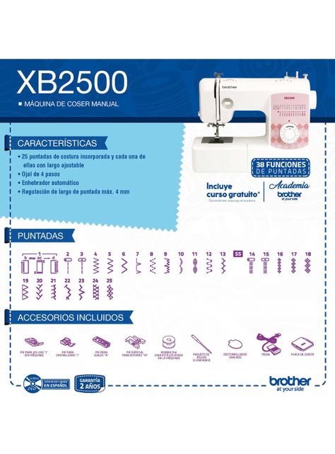 Máquina de Coser XB2500 25 Puntadas-2