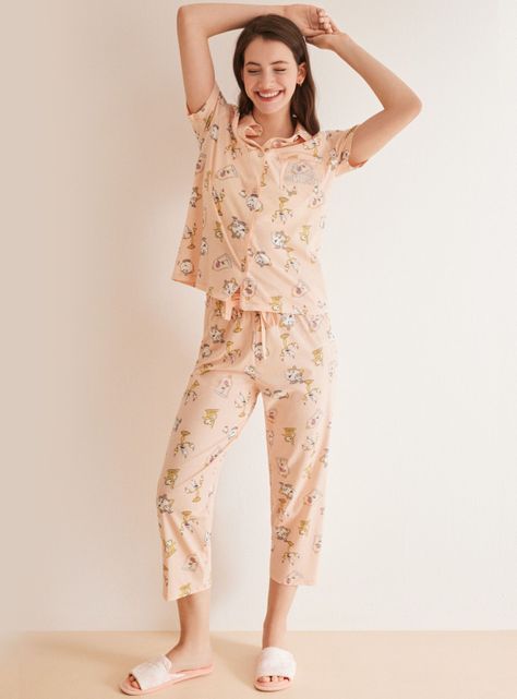 Pijama Camisero Algodón Disney Bella y Bestia-0