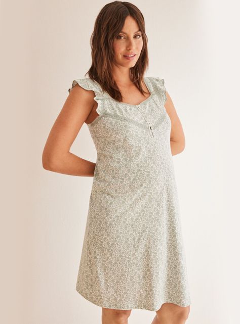 Camisa de Dormir Maternity Flores Tirante Volante-0