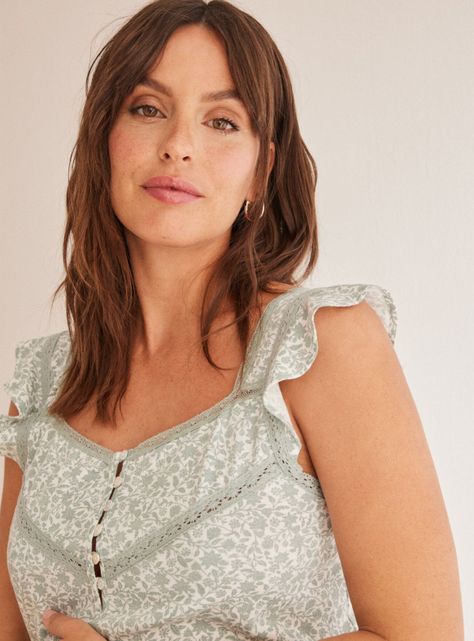 Camisa de Dormir Maternity Flores Tirante Volante-3