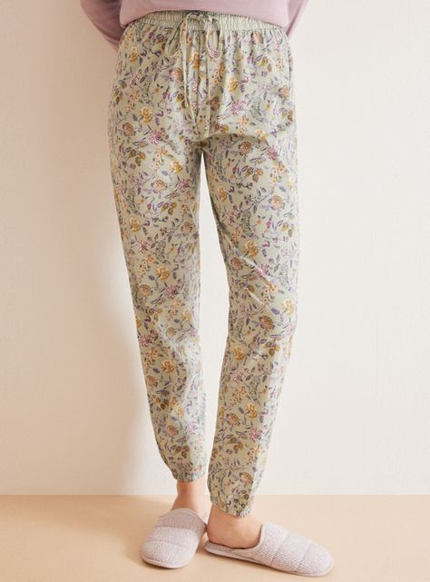 Pantalón Pijama Largo Algodón Skinny Flores-2