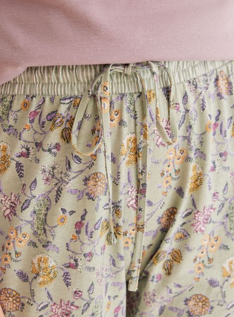 Pantalón Pijama Largo Algodón Skinny Flores-3