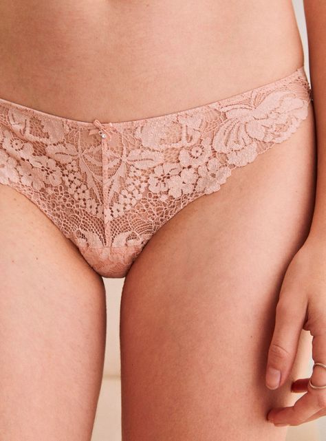 Calzón Brasileño Encaje Microfibra Rosé-2