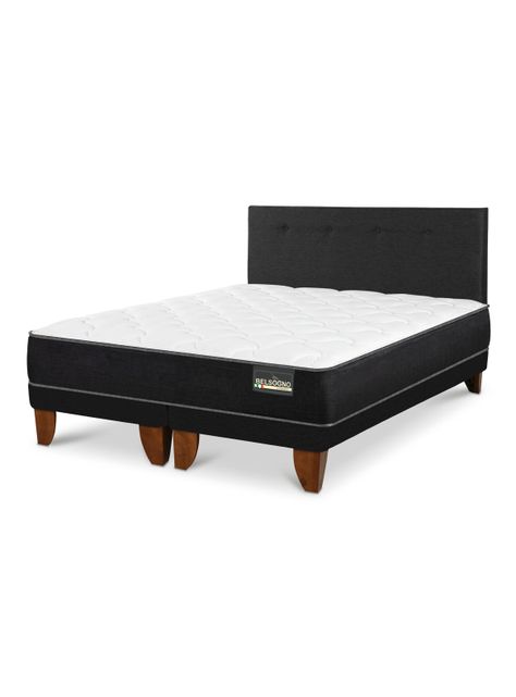 Cama Europea Belsogno Plus 2 Plazas Base Dividida + Respaldo Black-0