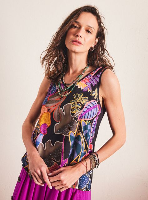Polera Estampado Frontal Flores-2