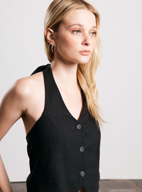 Blusa sin Mangas Amarrado al Cuello-2