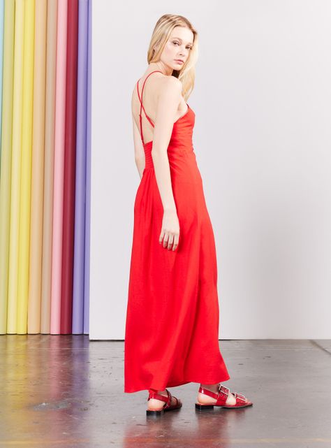 Vestido Largo Escote Fruncido-5