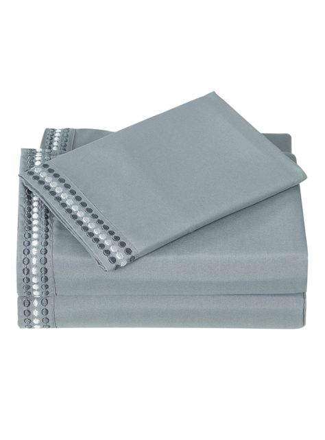 Juego de Sábanas Bordada Gris 1.5 Plazas-2