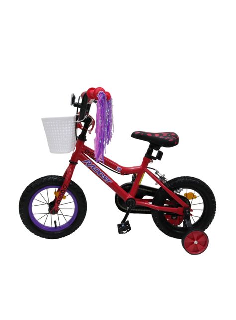 Bicicleta Infantil 12" con Canasto y Ruedas Laterales Roja-2