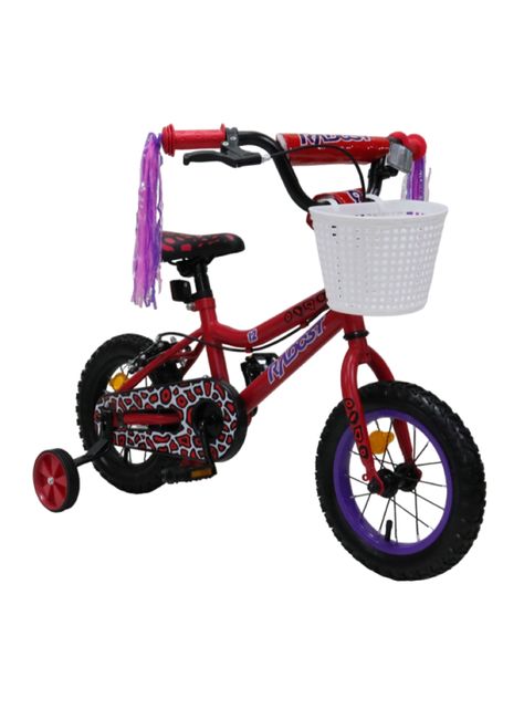 Bicicleta Infantil 12" con Canasto y Ruedas Laterales Roja-1