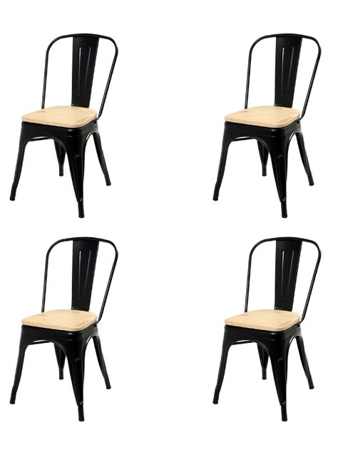 Pack 4 Sillas Tolix con Asiento Madera-0