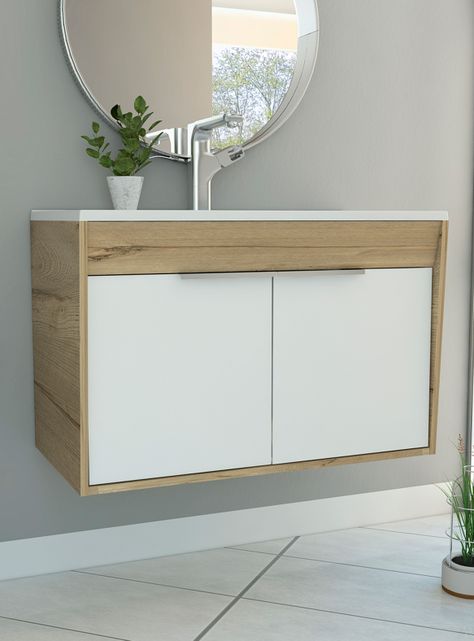 Mueble Lavamanos Carter Flotante Duna Blanco 2P 80 cm-4