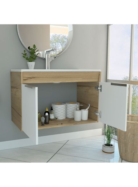 Mueble Lavamanos Carter Flotante Duna Blanco 2P 80 cm-3