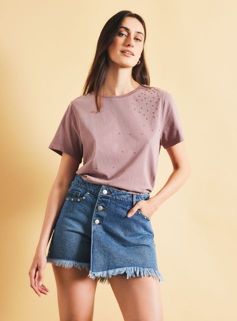 Falda Denim con Bolsillos-0