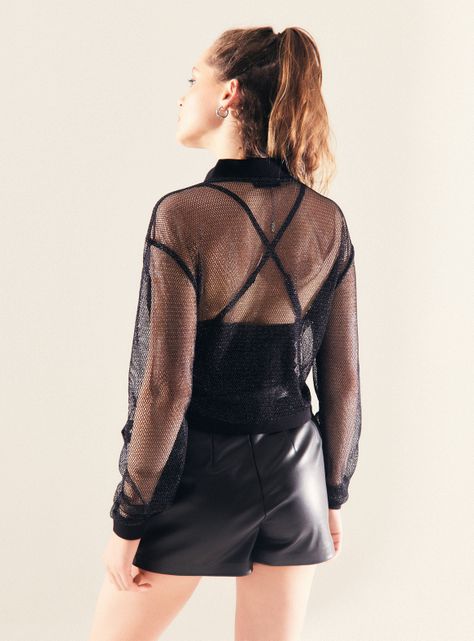 Chaqueta Tejida Efecto Metalizado-2