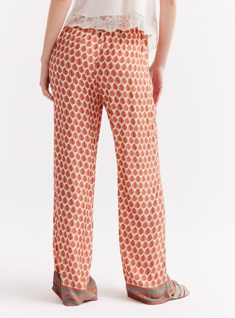Pantalón Ancho Estampado Cintura Elasticada-1