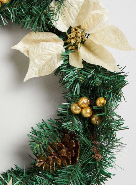 Corona de Navidad 50 cm Dorada-2