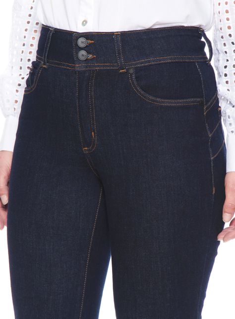 Jeans Slim Tiro Alto Pretina Media 2 Botones-2