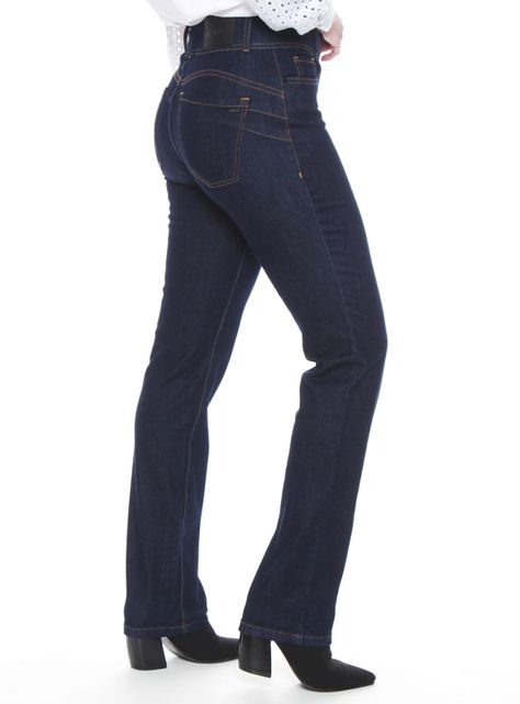 Jeans Slim Tiro Alto Pretina Media 2 Botones-1