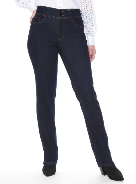 Jeans Slim Tiro Alto Pretina Media 2 Botones-0