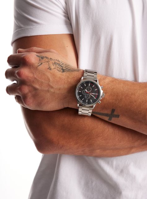 Pack Reloj Análogo Plata de Hombre + Descorchador-3