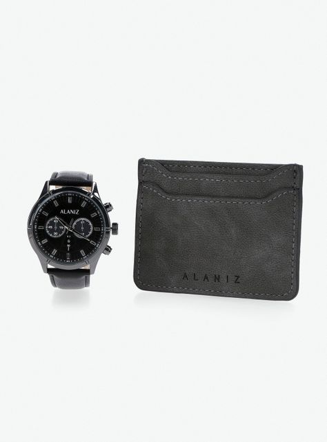 Pack Reloj Análogo Negro de Hombre +Billetera-1