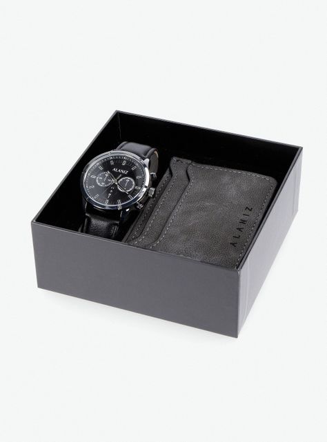 Pack Reloj Análogo Negro de Hombre +Billetera-5