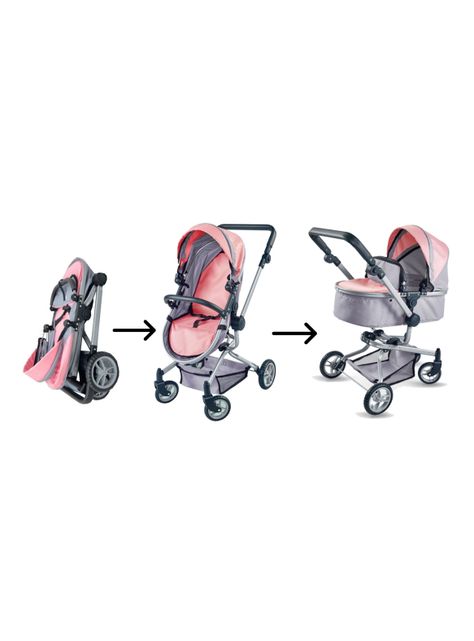 Coche Cuna Muñeca Rosado 2 en 1-4