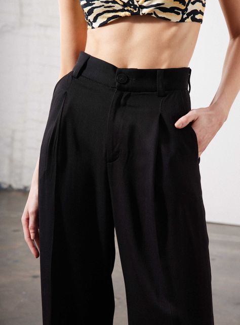 Pantalón Wide Leg con Pinzas Clásico-2