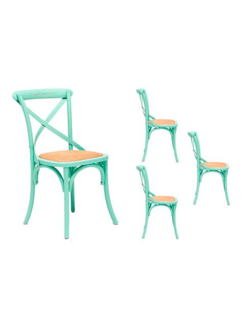 Set 4 Sillas Retro Verde Agua-0