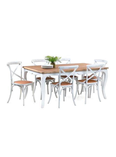 Comedor Vittoria Blanco + 6 Sillas Retro Blanca-4