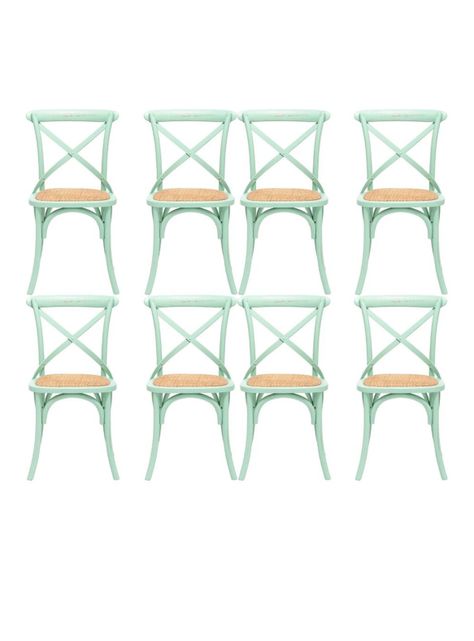 Comedor Vittoria Blanco 8 Sillas Retro Verde Agua-4
