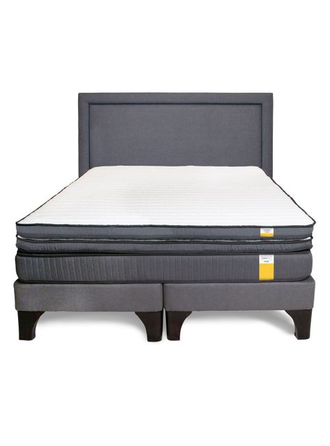 Cama Europea 2 Plazas Base Dividida Plus + Topper + Respaldo-1