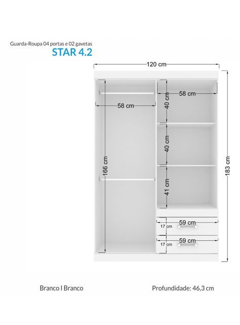 Clóset Star 4 Puertas 2 Cajones Blanco-1