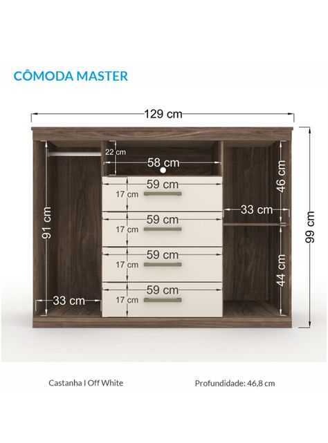 Cómoda Master 2 Puertas 4 Cajones Castaña-1