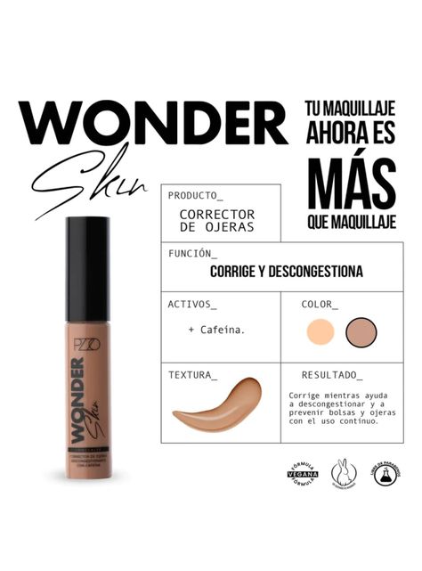 Corrector de Ojeras Wonder Skin Concealer Medium 02 14ml PZZO-2