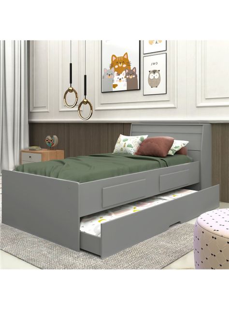 Cama Teen 1 Plaza Bicama + Cajones Gris-3