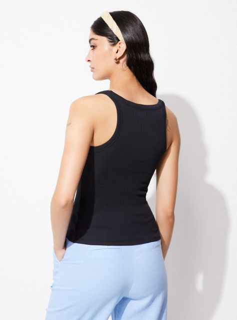 Polera sin Mangas Acanalada-1