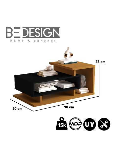 Mesa Centro Boho Caramelo Negro-1