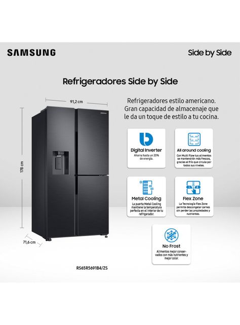 Refrigerador Side By Side No Frost 602 Litros RS65R5691B4/ZS-1